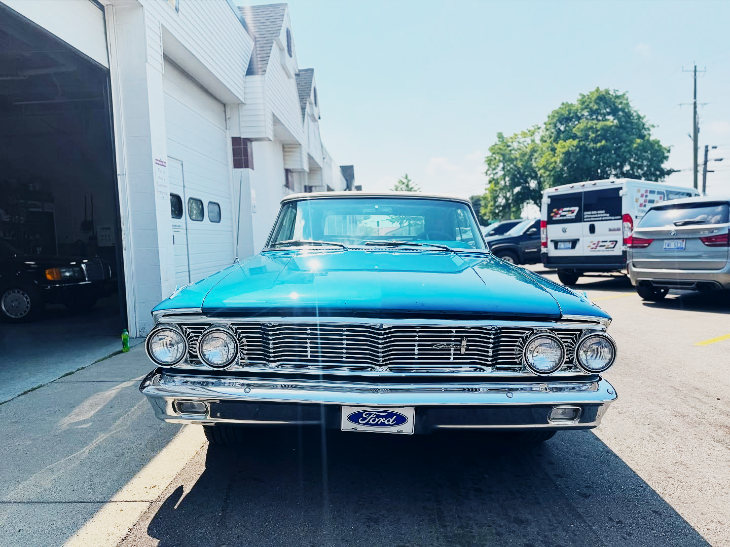Classic blue car after detailing